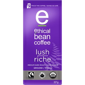 Ethical Bean Coffee Lush Medium Dark Roast Fairtrade Organic Coffee, 227g