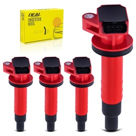 DEAL Pack of 4 Red Ignition Coils Compatible with Celica GT Corolla Matrix MR2 Spyder - Prizm - Vibe L4 1.8L Replaces# UF247 5C107