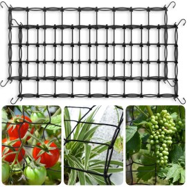 Torinalital Grow Tent Trellis Netting 2x4', 2 Pack Heavy-Duty Elastic Plant Net with Stee...