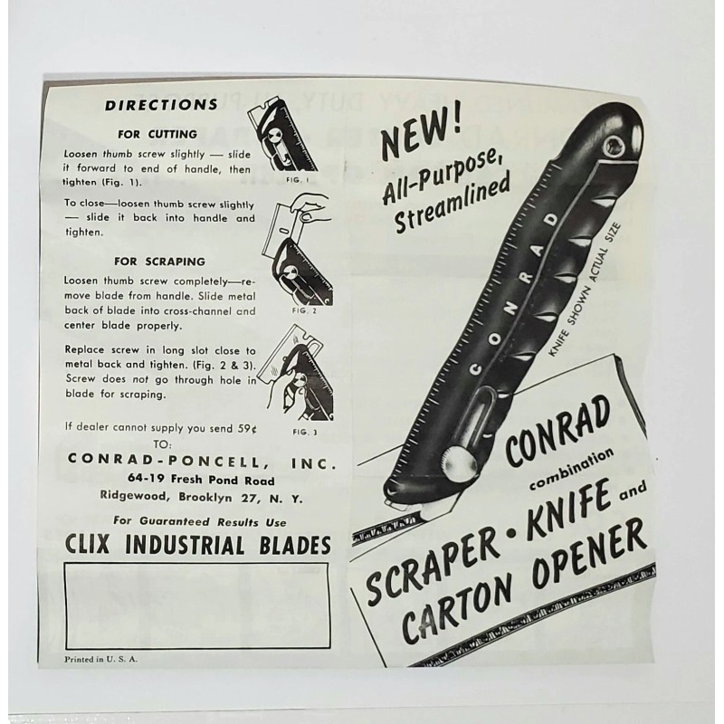 CONRAD Vintage- NOS in Box Conrad Razor Utility Combo Knife