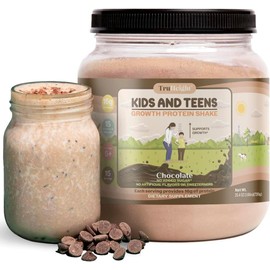 TruHeight Growth Protein Shake (Chocolate Milk Flavor, Whey) Natural Growth & Development Protein Powder for Kids & Teens - Weight Gain Drinks - Endorsed by Pediatricians, Picky Eater Vitamin, Ages 4+