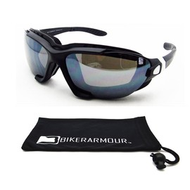 Bikershades Motorcycle Safety Sunglass Goggles Interchangeable Adjustable strap & Removable Foam Cushion