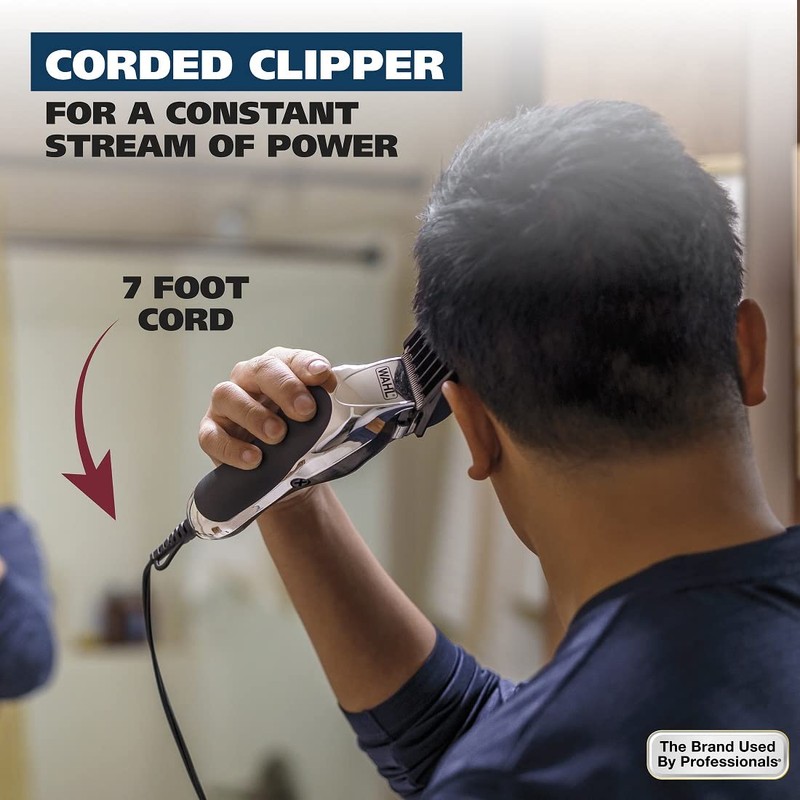 Wahl USA Chrome Pro Corded Clipper Complete Haircutting Kit for