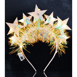 Uranian Light Up Star Headbands LED Glitter Birthday Hairbands Glowing Tinsel Festival Costume Hair Accessories for Women