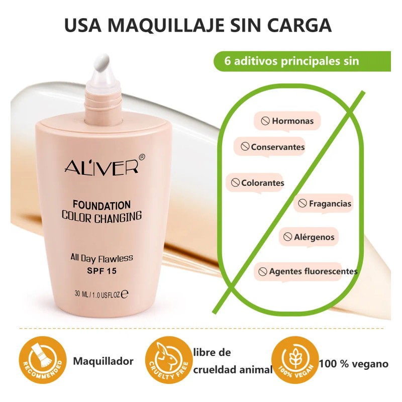Aliver Base De Maquillaje Con Cambio De Color 2 Unidades