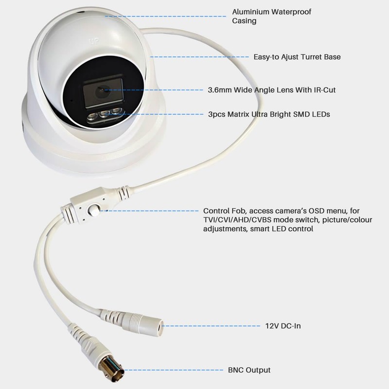 JUSTOP 5MP 3K Audio Full Colour Dome Turret CCTV Security
