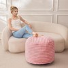 HIGOGOGO Round Stuffed Pouf Ottoman, Stripe Faux Fur Poufs with