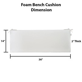 RSH DECOR Indoor Outdoor 2" Foam Bench Cushion with Ties, (36" x 14" x 2") Choose Color (Black & White Stripe)
