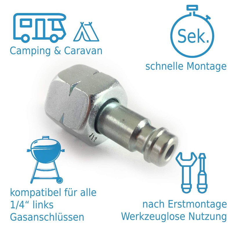 Gas quick coupling adapter to gas stove, gas grill or
