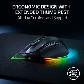 Razer Pro Click V2 Wireless Mouse: Right-Handed Ergonomic Design with Thumb Rest - AI Prompt - Long Battery Life - Multi Device Connectivity via 2.4GHz, Bluetooth, or USB C Wired Mode - Chroma RGB