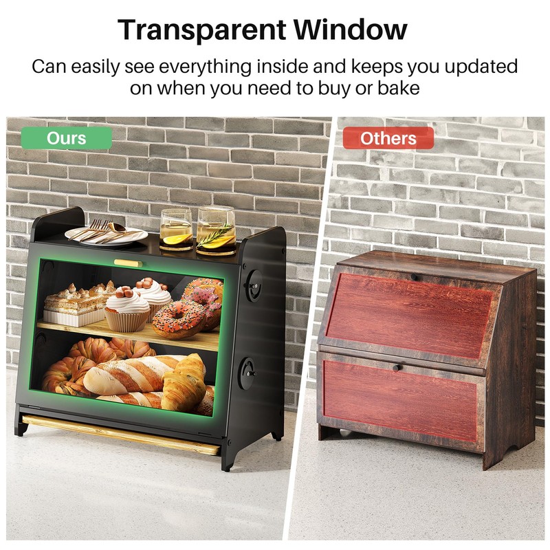 SNTD Bread Box for Kitchen Countertop, Airtight Homemade Bread Storage