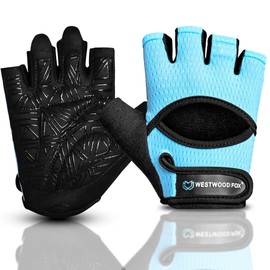 WESTWOOD FOX Gym Gloves for Men & Women–Ventilated Weight lifting,Fitness,Cycling & Training Gloves with Thick Padding,Full Palm Protection,Non-Slip Grip,Breathable Mesh,Shock Absorption (AQUA, L)