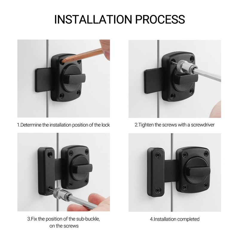 SooGree Security Door Lock, Bolt Lock Solid Revolving Spring Latch/Pet
