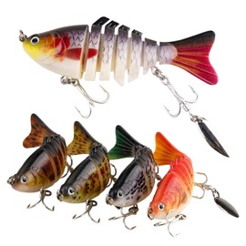 5pcs Fishing Baits with Spinner, Bionic Swimming Lures for Topwater, Jointed Slow Sinking Swimbait Lifelike Fishing Hard Baits for Bass Trout