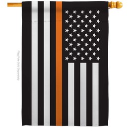 Americana Home & Garden US Thin Orange Line House Flag Armed Forces EMT Paramedic EMS Nurse Emergency Medical Technician Supoort Decoration Banner Small Garden Yard Gift Double-Sided, Made in USA