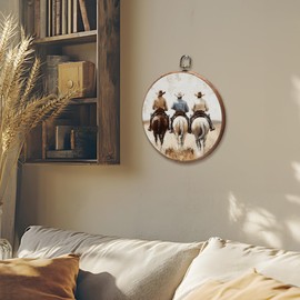 iEFEY Vintage Western Cowboy Framed Canvas Wall Art Decor, Rustic Farmhouse Southwestern Wall Decor, Wild West Cowboy Horse Riding Hanging Canvas Prints Decorations for Home Bedroom Boys Room 10"x10"