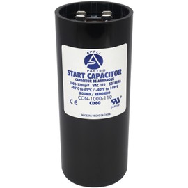 Appli Parts Motor Start Capacitor 1000-1200 Mfd (microfarads) uF 110-125 VAC Universal fit for Electric Motor Applications 1-3/4 in Diameter 4-3/8 in Height CON-1000-110
