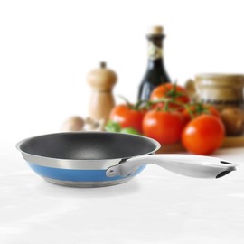 Chantal Stainless Steel Stripes Cookware, 10 inch Fry Pan, Blue Cove