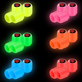 BAHME Pack of 24 Car Valve Caps, Luminous Car Valve Caps, Universal Fluorescent Tyre Valve Caps, Valve Stem Cover, Luminous, Car Tyre Valve Cover for Car, Bicycle