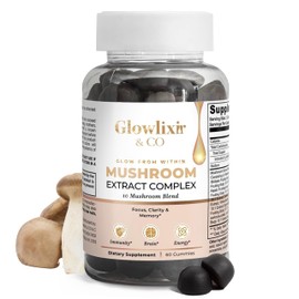 GLOWLIXIR & CO Mushroom Gummies – 10X Functional Blend with Lion’s Mane, Reishi, Chaga – Focus, Energy, Immune Support – Vegan, Natural Berry Flavor, Non-GMO – 60 Gummies