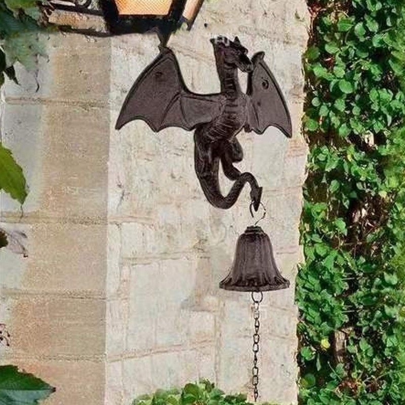 Wind Chime Gothic Dragon Design Retro Style Home Decoration Iron