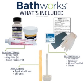Bathworks DIY Combo Kit - WHITE - Chip Repair & Bathtub Refinishing; Non-Slip Protection; Tub; Tile; Shower; Wall Surround; Chip Filler; Crack Repair; Quick 24 hour dry time; High Gloss Resin Finish