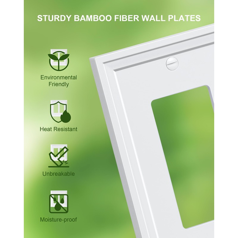 TREEWELL 2-Pack Double Decorator Outlet Cover Plate, White Decorative Switch