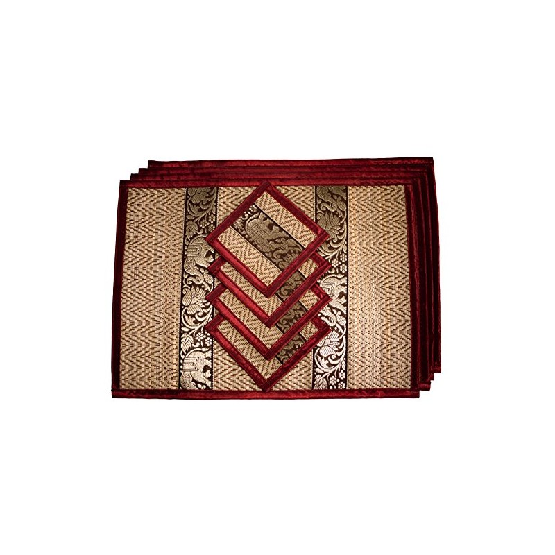 Hand-Woven Wicker Reed Placemats and Coaster Set - Eco-Friendly Alternative