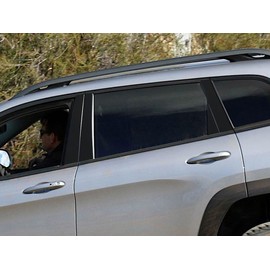 Rvinyl Pillar Post Pre Cut Window Trim Kits in Matte Black Compatible with Jeep Cherokee 2014-2023 - Adhesive Backs