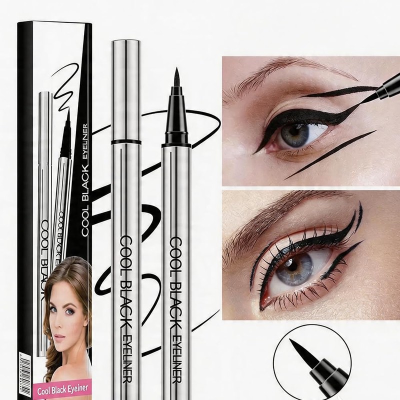 Long-Lasting Eyeliner, 24-Hour Waterproof Smudge-Proof Silky Eyeliner,Cool Black Quick Drying