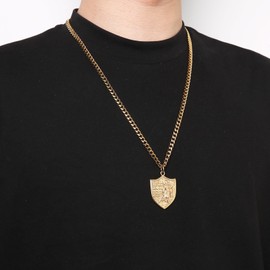 HZMAN Knights Templar Necklace for Men Stainless Steel Medieval Red Cross Pendant Jewelry Gift, Stainless Steel, No Gemstone