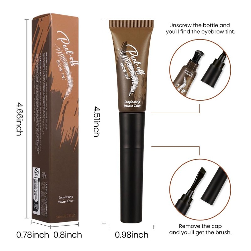 XZMeiLun Warm brown Eyebrow Gel Tattoo Peel Off with Tweezer,