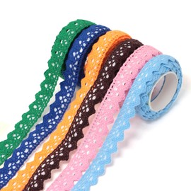 Honbay 6 Rolls of Lace Tapes Fabric Trim Decorative Tapes Lace Pattern Self-Adhesive Tapes Washi Tape Masking Tape for Scrapbook Drawers Cups Books Hats Bags Crafts - 6 Colors, 16mm x 2yards (A)