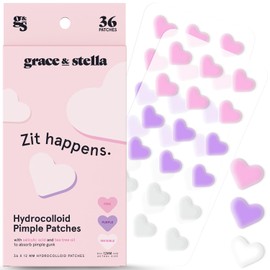 grace & stella Pimple Patches For Face (Heart, 36 Count) - Hydrocolloid Acne Patches for Face - Vegan, Cruelty-Free Zit Patches for Face, Blemish Patches, Pimple Stickers, Zit Stickers, Acne Stickers