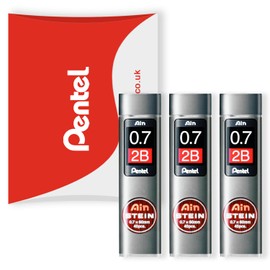 Pentel Ain Stein Mechanical Refill Leads - for Automatic/Mechanical Pencils - in Pentel Pillow Packaging (0.7mm 2B, Pack of 3)