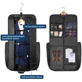 Noozion Garment Bag for Travel Large Leather Carry On Suit Bag Hanging Travel Suit Bags Waterproof Suitcase Luggage Bag for Men Women Business Trips with Shoulder Strap (Blue, Large)