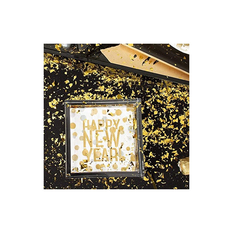 Caspari Confetti Happy New Year Paper Cocktail Napkins in White