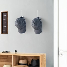 Mkono Hat Organizer for Baseball Caps, Set of 2 Wall Hat Rack 5 Inches Space Saving Holds 20 Caps Modern L -Shaped Hat Hooks Wall Mount Hat Holder for Closet Bedroom Storage, Small, White