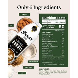 Elmhurst 1925 Almond Milk Barista Edition – 32oz (6-Pack) Plant-Based, Vegan, Dairy-Free, Kosher, Gluten-Free, Non-GMO, Froths for Lattes & Iced Coffee, 3g Protein per Serving, Simple Ingredients