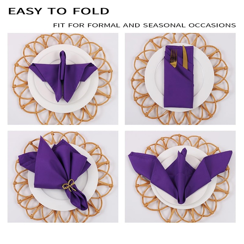 Purple Cloth Napkins, Set of 8,Washable,Iron Free (Violet)