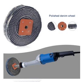 Spiral Stitched Denim Polishing Buffing Wheel Mop Bench Grinder Tool For Metal Jewelry Stainless Steel 6 Inch x 1 Inch 2Pcs