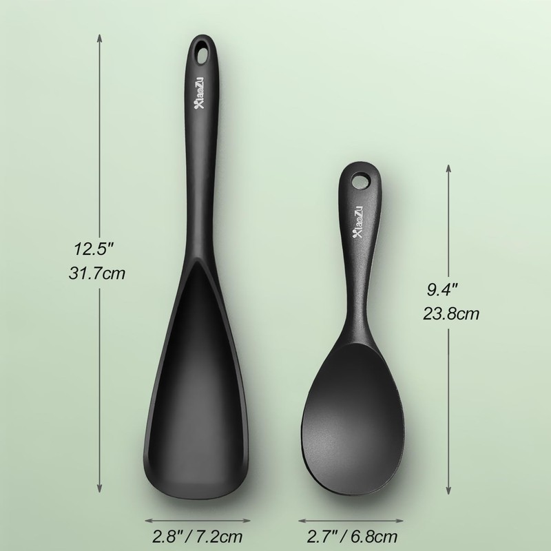 Cooking Spoon and Rice Scooper Set for Nonstick Cookwares, Heat