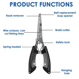RTDHO Fishing Pliers Multi-Functional Fish Pliers for Hook Remover Line Cutter Stainless Steel Long Nose Fishing Scissors Multi Tool with Lanyard for Saltwater Sea Freshwater