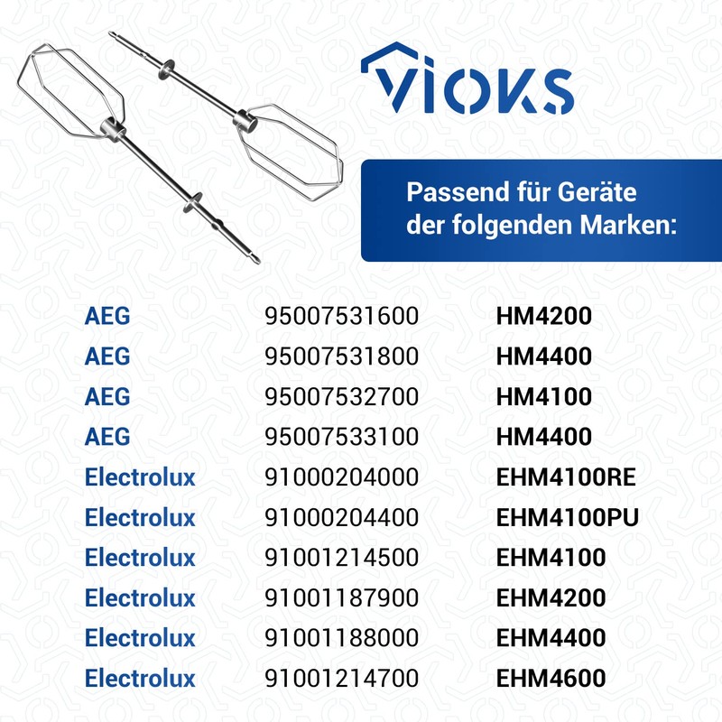 VIOKS Whisk for Hand Mixer Replacement for Electrolux AEG 405507624/6