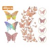 Dolores 48pcs Mariposas Decorativas Pared 3d Adorno Ahuecar Pegatina