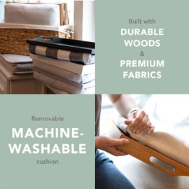 ROSSIE Home Bamboo Bed Tray Lap Desk with Detachable Cushion, Serving Tray - Natural - Fits up to 15.6 Inch Laptops - Style No. 76107