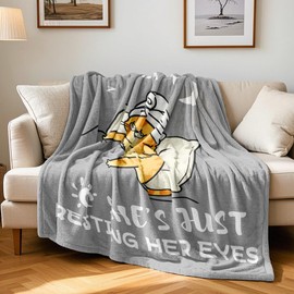 Kazdan Funny Mom Blanket 50"x60" - Mom is Not Sleeping, She's Just Resting Her Eyes Flannel Throw for Tired Mothers, Birthday Gifts from Daughter Son for Mother's Day Christmas Valentine's