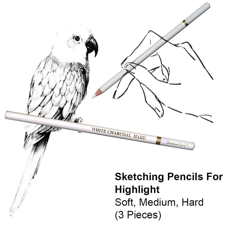 Sketching Highlight Pen, White Charcoal Pencil, White Pencil Set, Non-Toxic