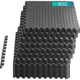 Yes4All EVA Interlocking Mats, Puzzle Floor Tiles, Foam Floor Padding with Border for Furniture, Home Space, Living Room, Garage 11,15,32,99 SQFT