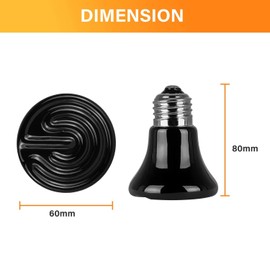 HealSmart Reptile Mini Heat Lamp 25W/50W Ceramic Heat Emitter, No Light Emitting Infrared Heat Bulbs for Amphibian Pet Brooder Coop Incubating Chicken